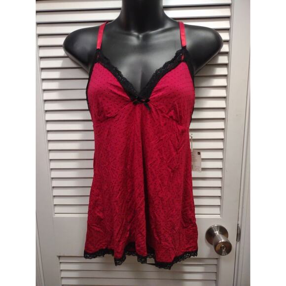 Marylin Monroe Red & Black Polka dots Super Soft Camisole Lace Women's Size L - Picture 1 of 7